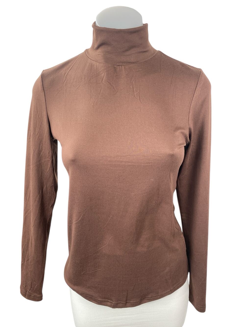 NEW Ekouver Women's Brown Long Sleeve Turtleneck Base Layer Sweater Top Size S